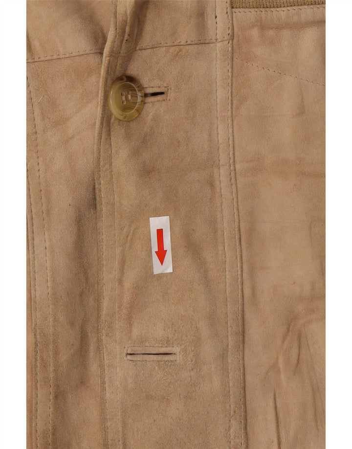 Vintage Mens Suede Bomber Jacket IT 56 3XL Beige Leather