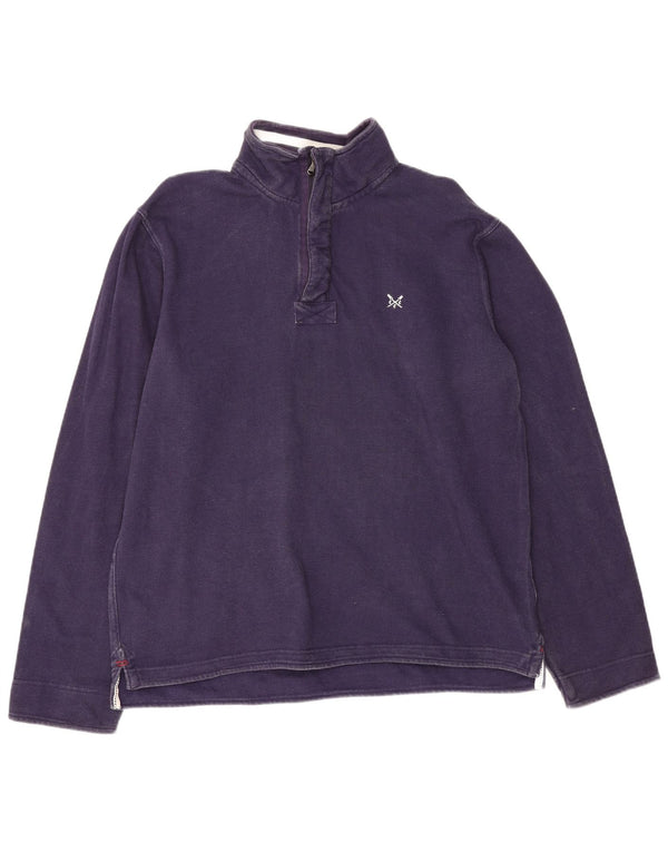 Crew Clothing Mens Zip Neck Sweatshirt Jumper XL Navy Blue Cotton