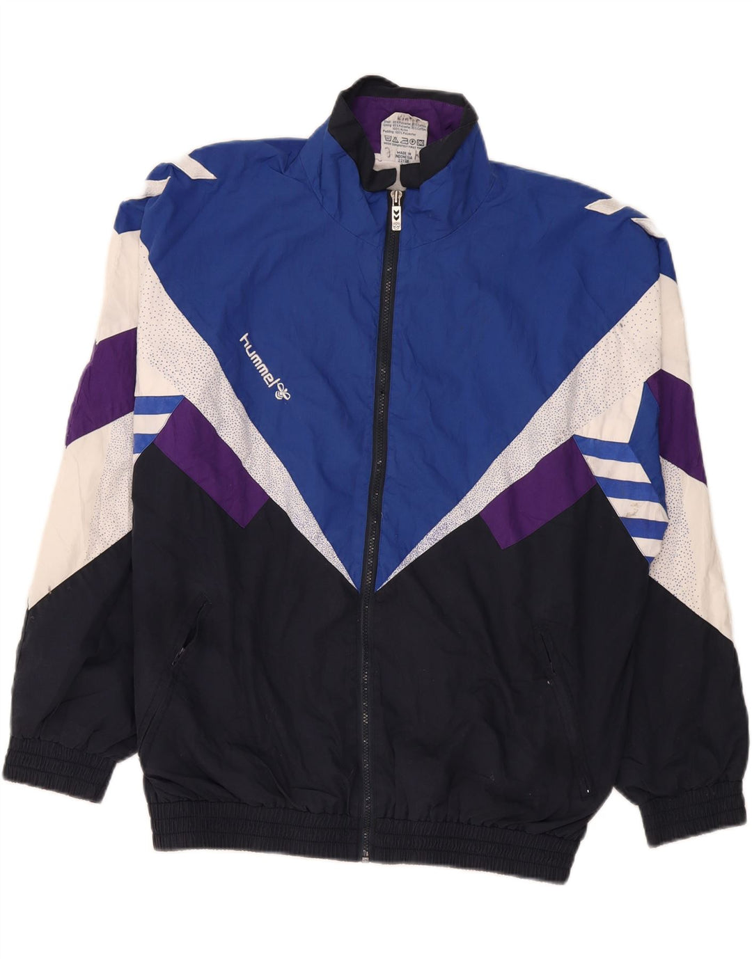 Hummel Mens Graphic Tracksuit Top Jacket Large Navy Blue Colourblock