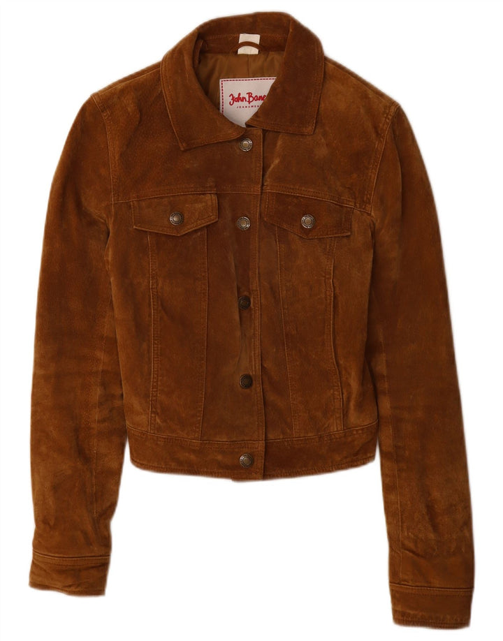 John Baner Womens Suede Jacket UK 8 Small  Brown Leather