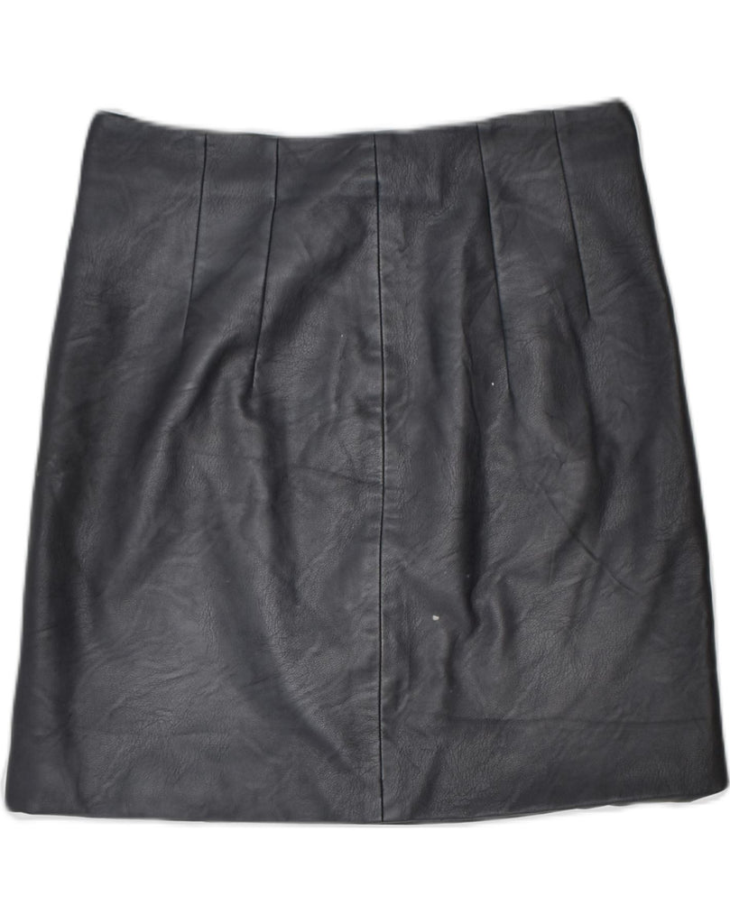 TOPSHOP Womens Faux Leather Mini Skirt UK 10 Small W28 Black Polyurethane | Vintage | Thrift | Second-Hand | Used Clothing | Messina Hembry 
