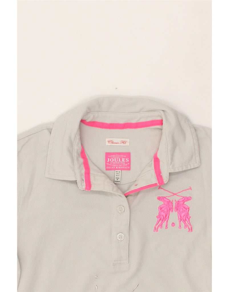 JOULES Womens Classic Fit Graphic Polo Shirt UK 10 Small White Cotton Vintage Joules and Second-Hand Joules from Messina Hembry 