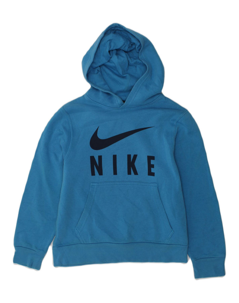 NIKE Boys Air Graphic Hoodie Jumper 8-9 Years Small Blue Cotton | Vintage Nike | Thrift | Second-Hand Nike | Used Clothing | Messina Hembry 