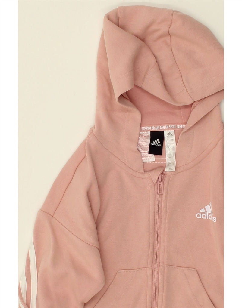 ADIDAS Girls Zip Hoodie Sweater 7-8 Years Pink Cotton | Vintage Adidas | Thrift | Second-Hand Adidas | Used Clothing | Messina Hembry 