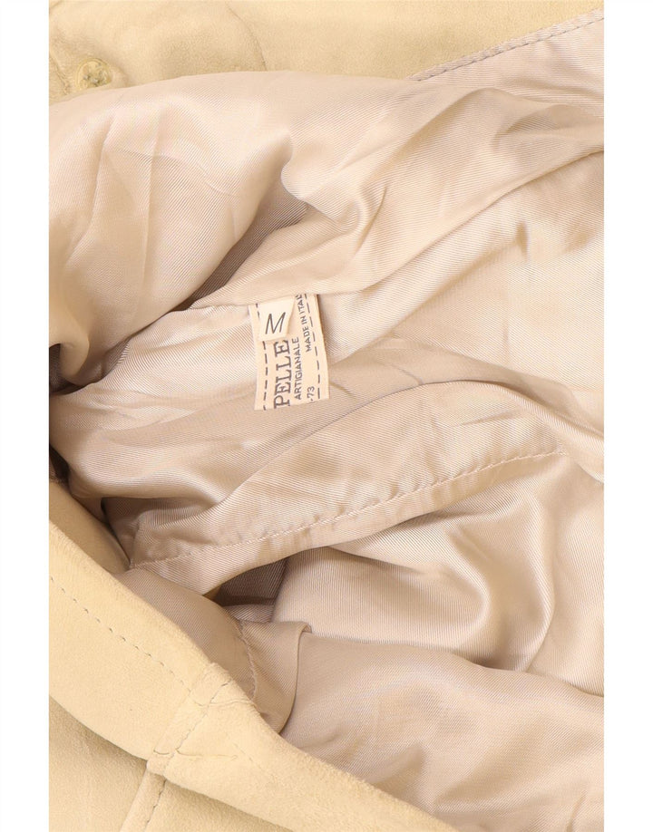 Vintage Womens Suede Jacket UK 12 Medium Beige Leather