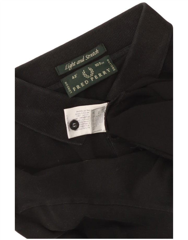 Fred Perry Mens Long Sleeve Polo Shirt Medium Black Cotton