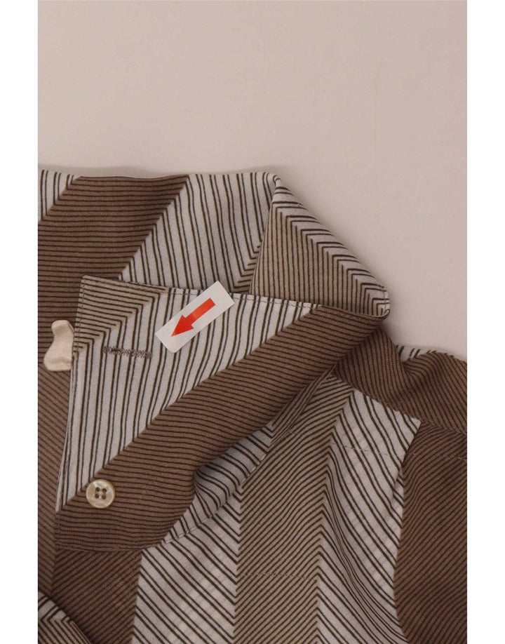 Tru Womens Pullover Shirt EU 46 XL Brown Striped Polyester