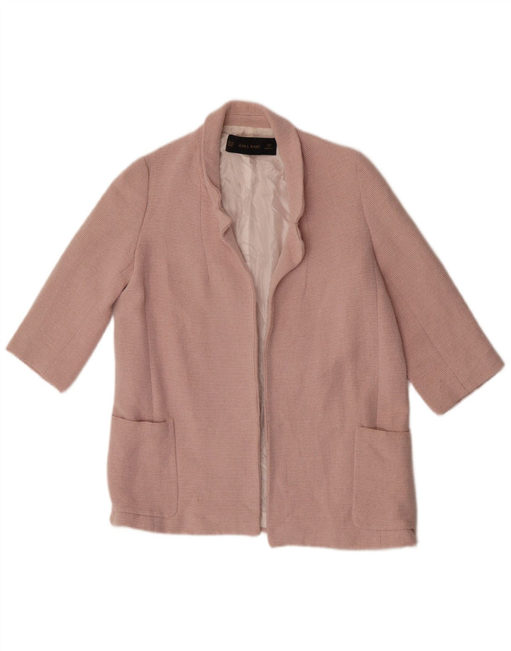 ZARA Womens 3/4 Sleeve Open Blazer Jacket UK 6 XS Pink