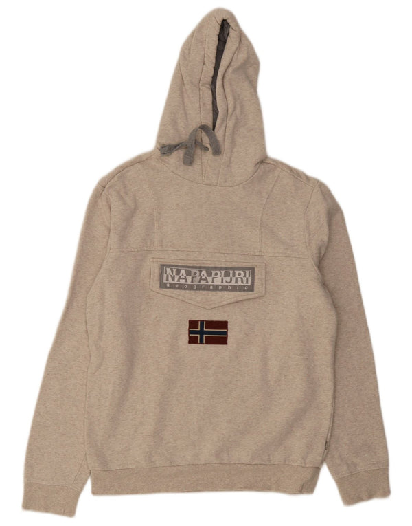 Napapijri Mens Graphic Hoodie Jumper Medium Beige Cotton