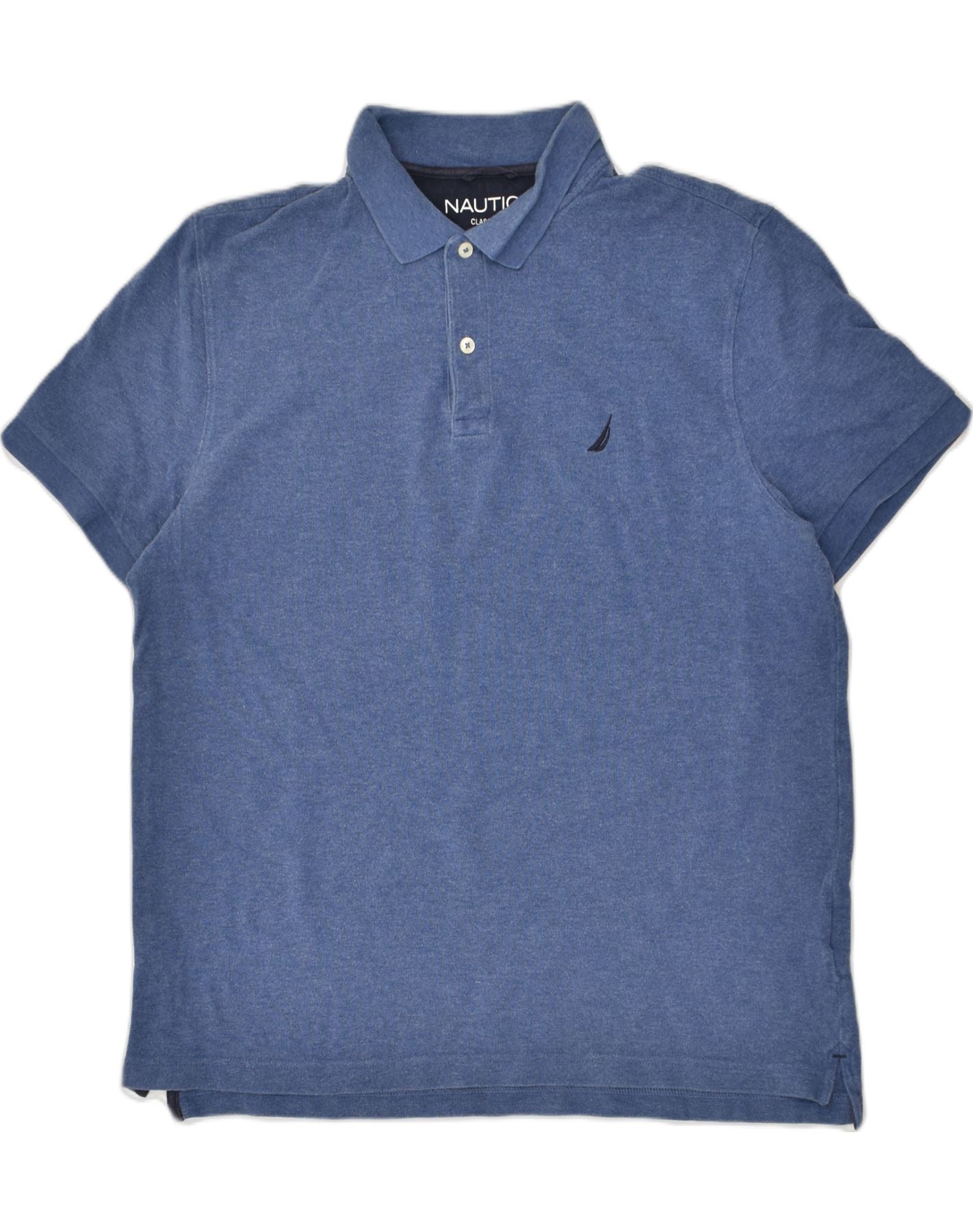 NAUTICA Mens Classic Fit Polo Shirt Large Navy Blue Cotton