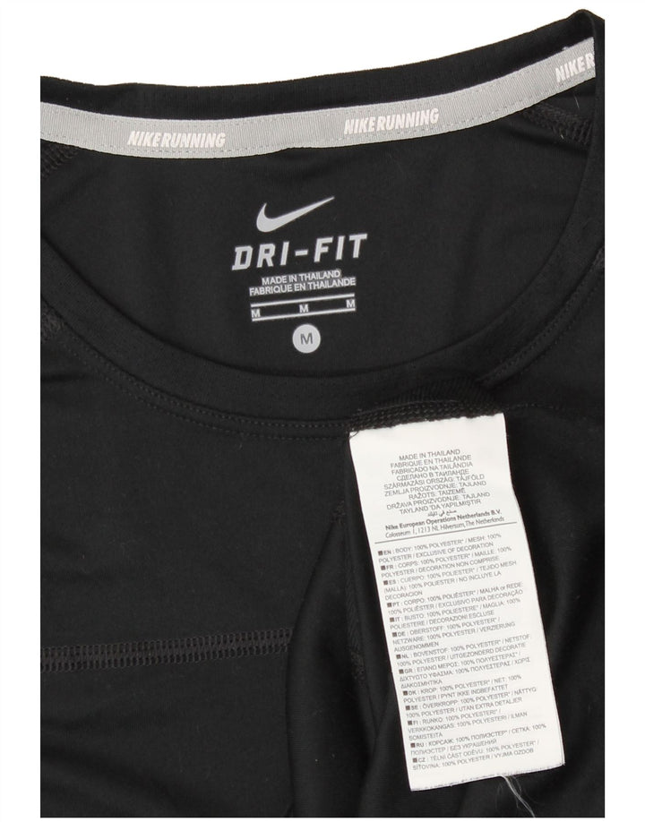 Nike Womens Dri Fit T-Shirt Top UK 12 Medium Black Polyester