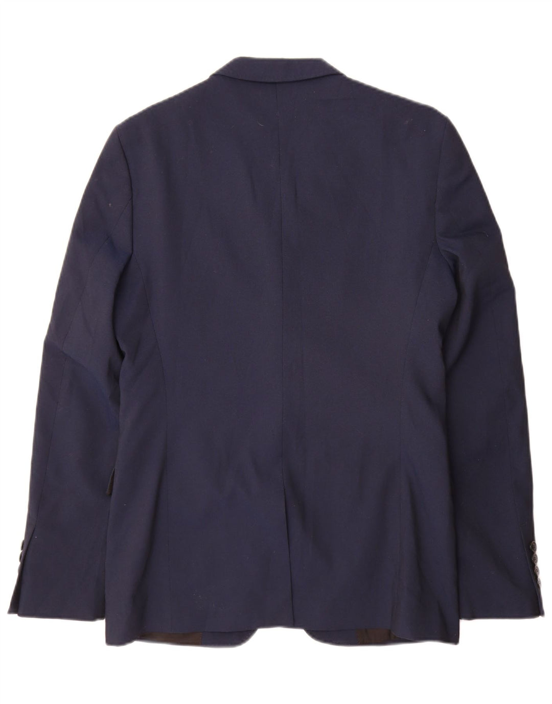 Zara Mens 2 Button Blazer Jacket EU 48 Medium Navy Blue Polyester