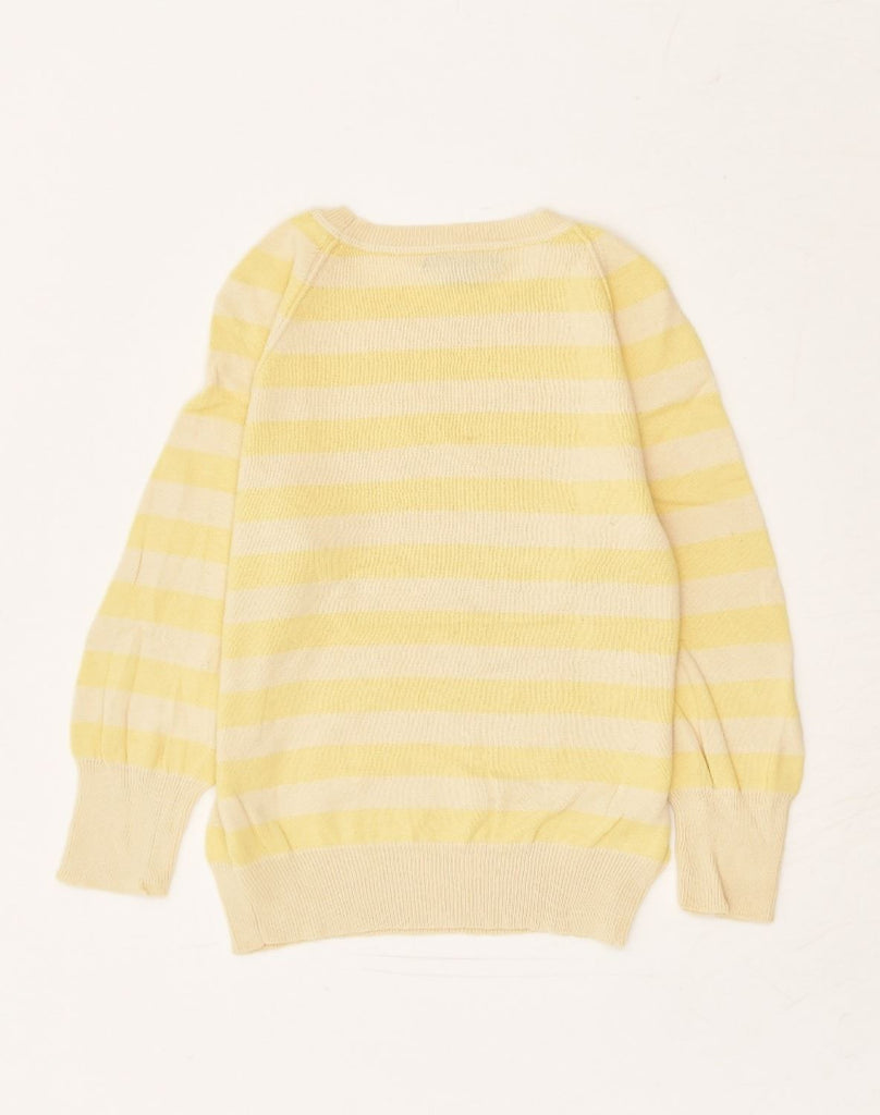 GAP Womens Crew Neck Jumper Sweater UK 12 Medium Yellow Striped Cotton | Vintage Gap | Thrift | Second-Hand Gap | Used Clothing | Messina Hembry 