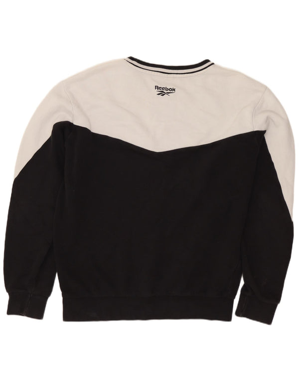 REEBOK Mens Graphic Sweatshirt Jumper Medium Black Colourblock Cotton