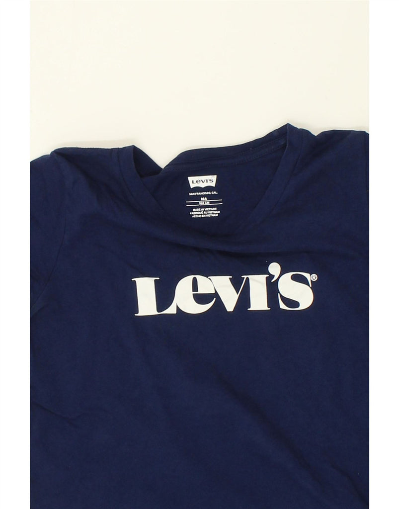 LEVI'S Girls Graphic T-Shirt Top 15-16 Years Navy Blue Cotton | Vintage Levi's | Thrift | Second-Hand Levi's | Used Clothing | Messina Hembry 