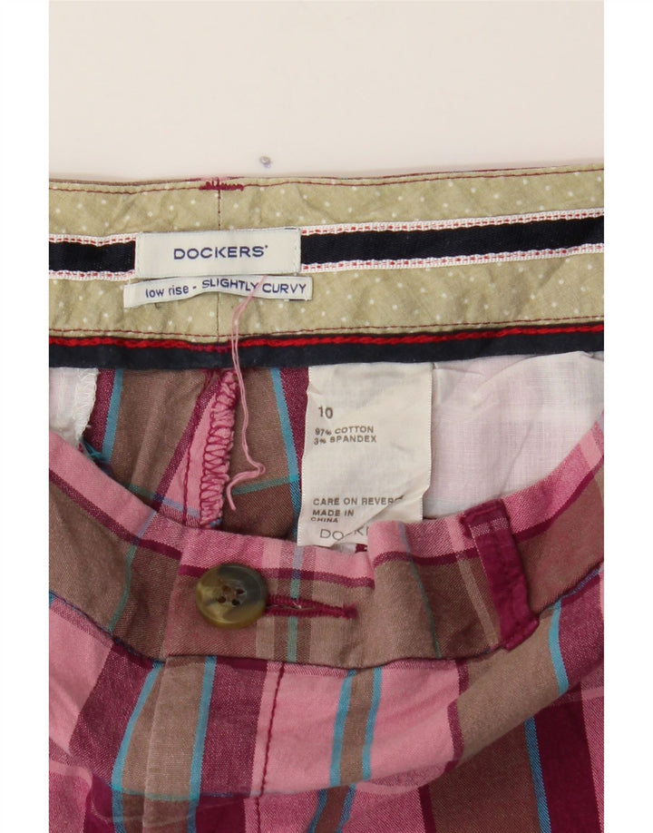 DOCKERS Womens Slightly Curvy Casual Shorts US 10 Large W32 Pink Check Vintage Dockers and Second-Hand Dockers from Messina Hembry 