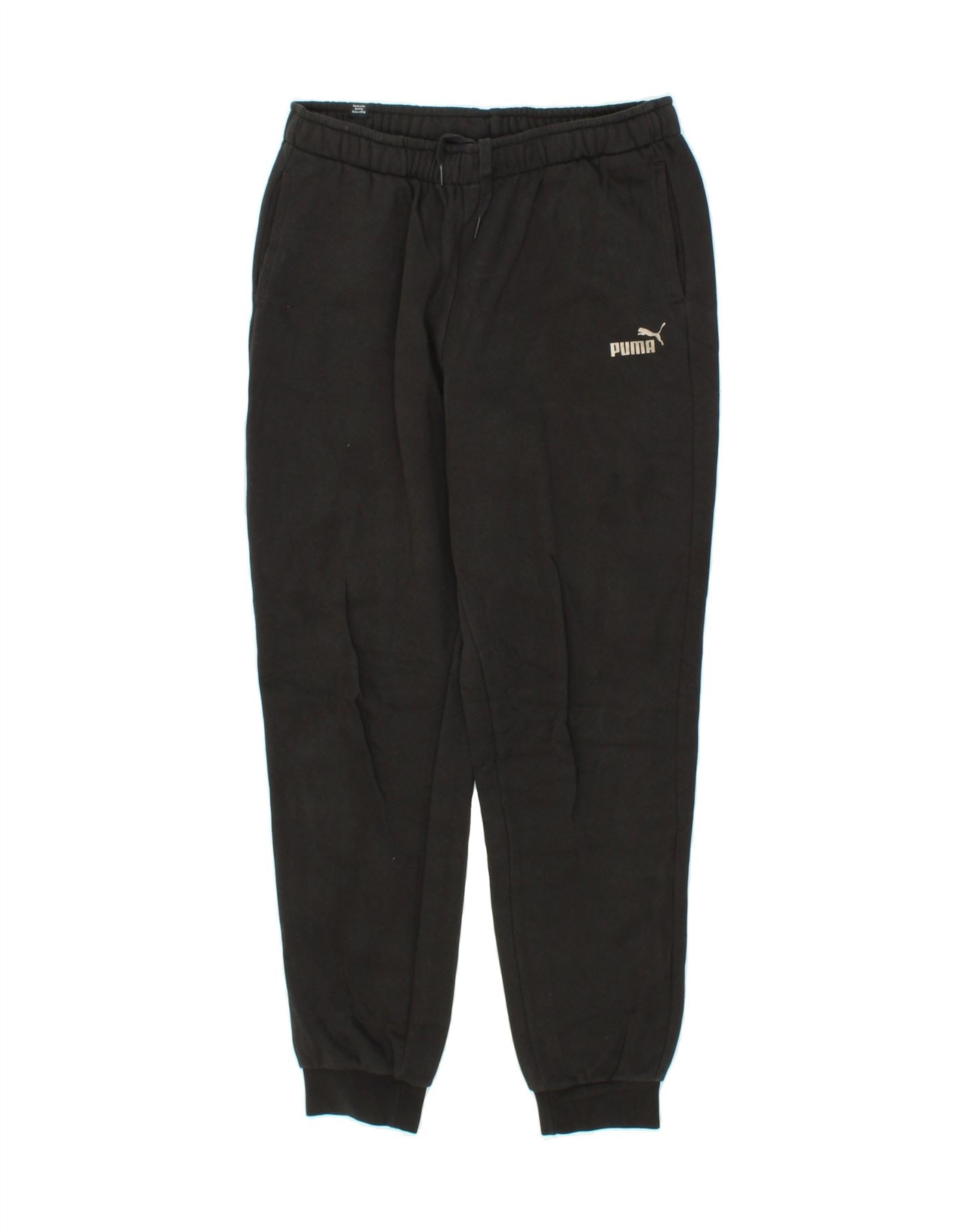 PUMA Mens Tracksuit Trousers Joggers Medium Black Cotton Vintage
