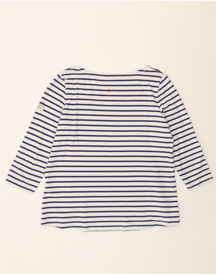 Joules Womens Top 3/4 Sleeve UK 18 XL  White Striped Cotton