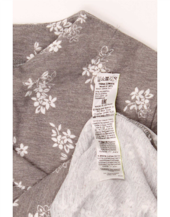 Marks & Spencer Womens Oversized Top 3/4 Sleeve UK 8 Small Grey Floral