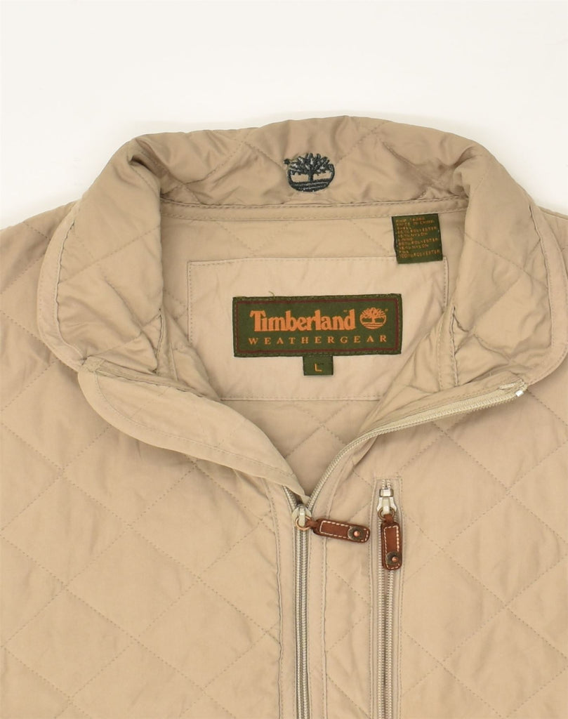 TIMBERLAND Mens Quilted Jacket UK 40 Large Beige Polyester | Vintage Timberland | Thrift | Second-Hand Timberland | Used Clothing | Messina Hembry 