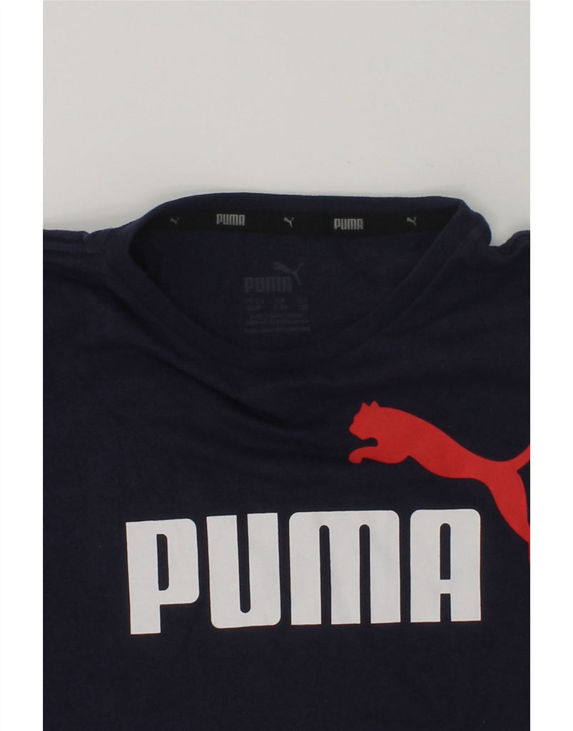 PUMA Boys Graphic T-Shirt Top 7-8 Years Navy Blue Cotton | Vintage Puma | Thrift | Second-Hand Puma | Used Clothing | Messina Hembry 