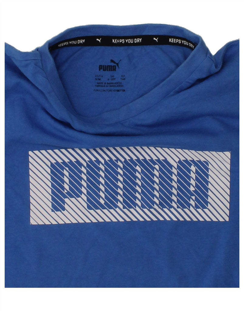 PUMA Boys Graphic T-Shirt Top 9-10 Years Blue Cotton | Vintage Puma | Thrift | Second-Hand Puma | Used Clothing | Messina Hembry 