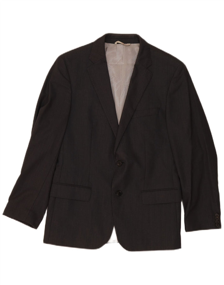 Hugo Boss Mens 2 Button Blazer Jacket EU 46 Small Grey Wool