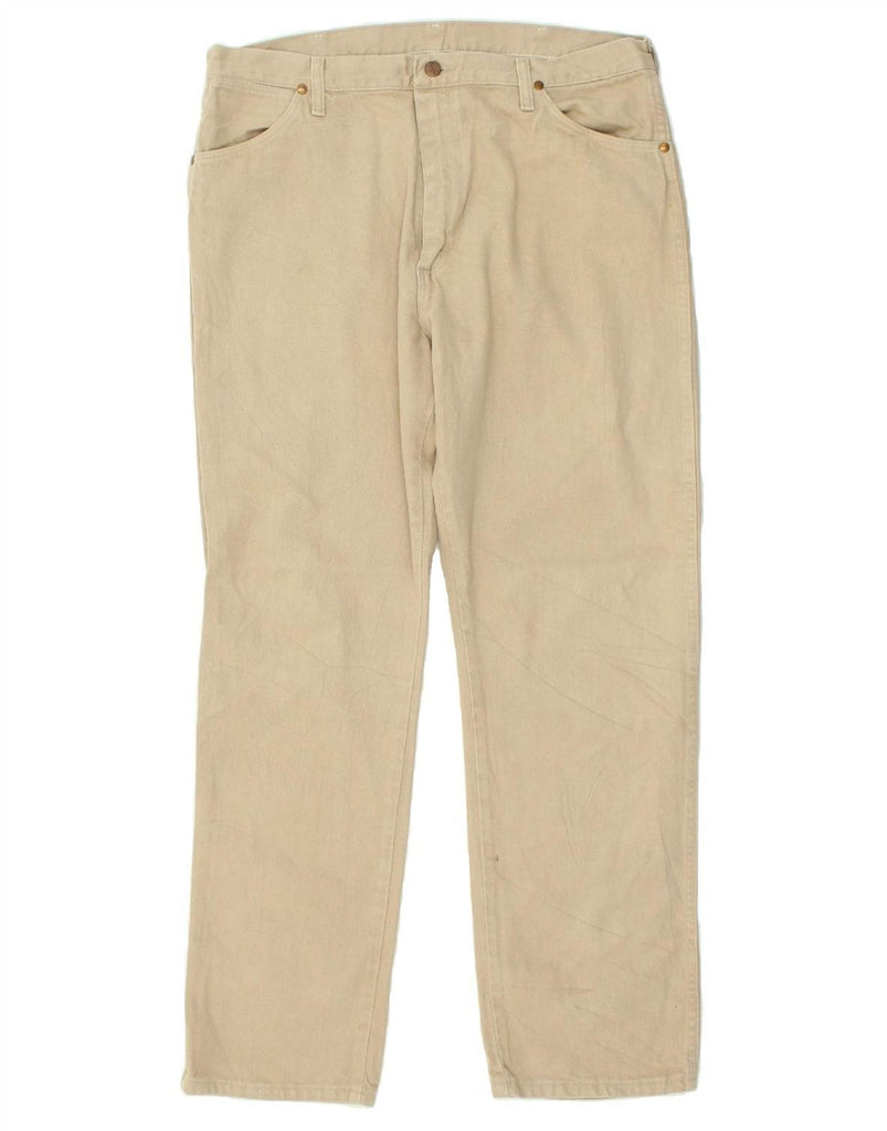 WRANGLER Mens Straight Casual Trousers W38 L32  Beige Cotton | Vintage Wrangler | Thrift | Second-Hand Wrangler | Used Clothing | Messina Hembry 