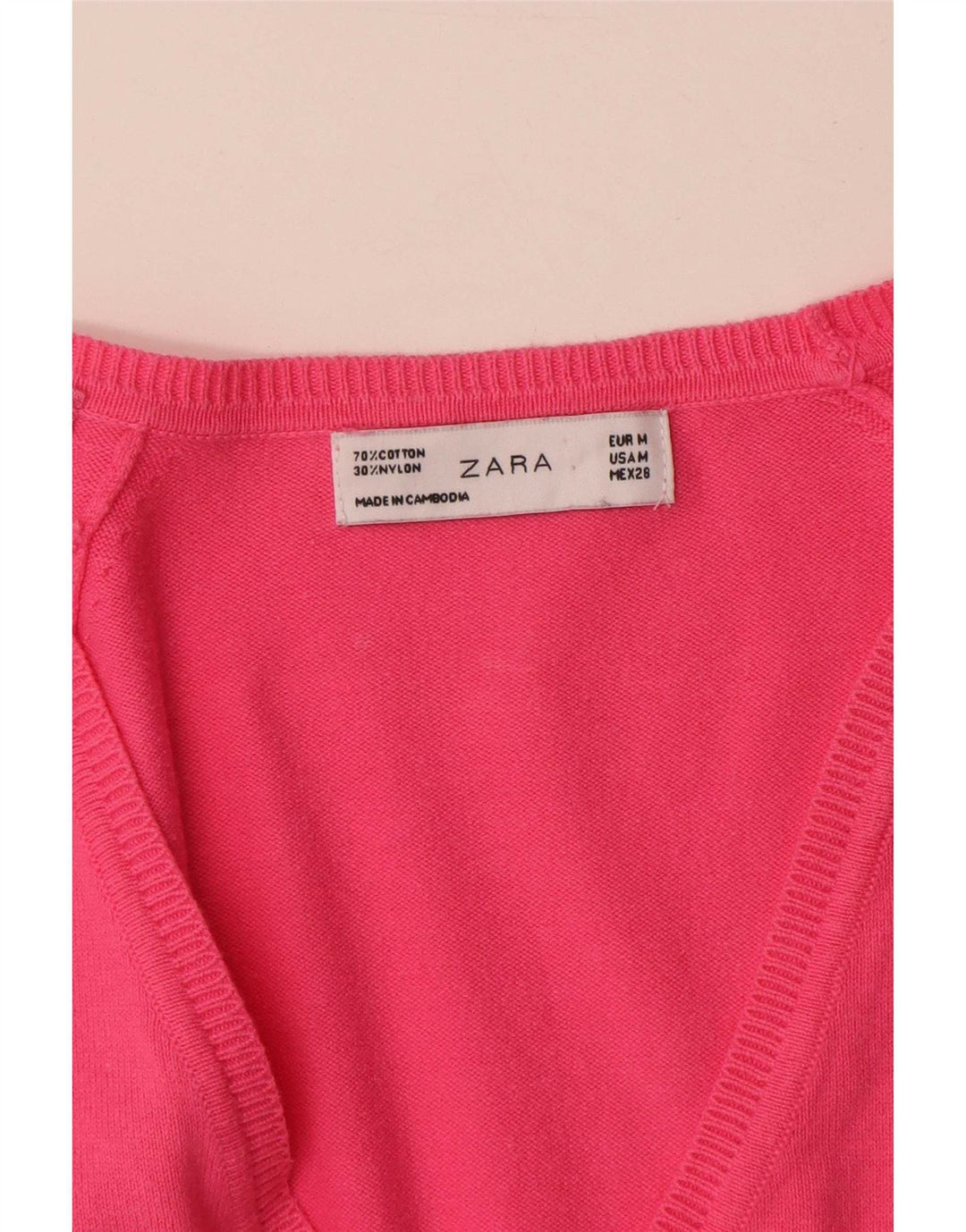 Zara Womens Cardigan Sweater UK 12 Medium Pink Cotton