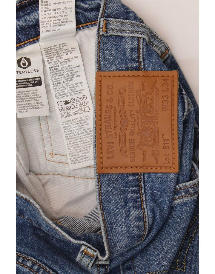 Levi's Mens 511 Slim Jeans W33 L34 Blue Cotton