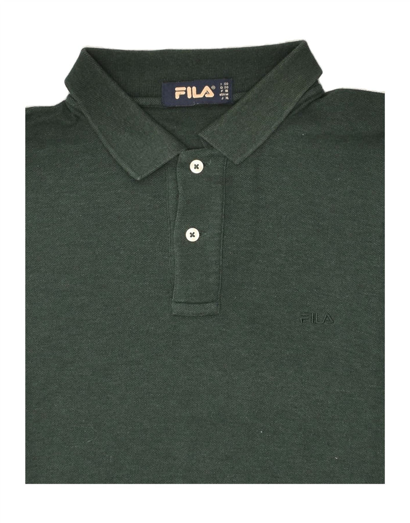 FILA Mens Long Sleeve Polo Shirt IT 50 Medium Green Cotton | Vintage Fila | Thrift | Second-Hand Fila | Used Clothing | Messina Hembry 