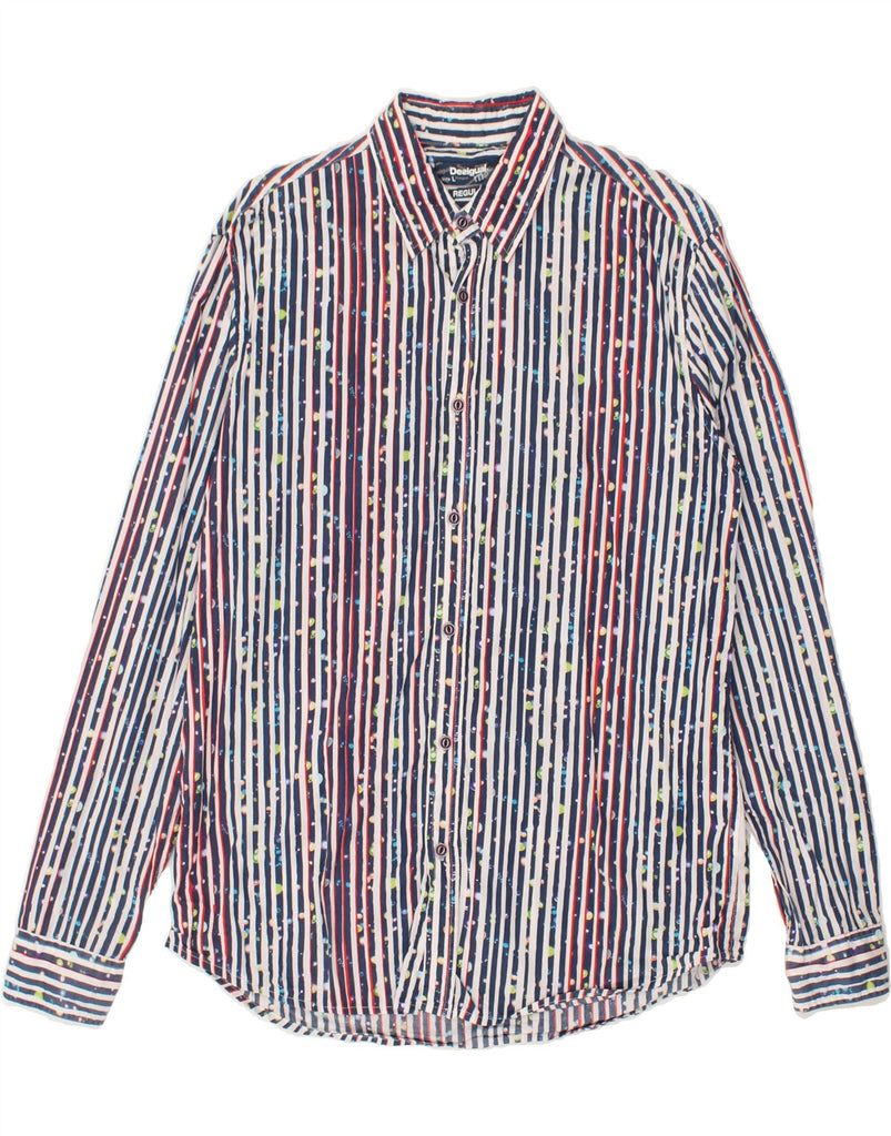 DESIGUAL Mens Regular Fit Shirt Large Multicoloured Striped Cotton | Vintage Desigual | Thrift | Second-Hand Desigual | Used Clothing | Messina Hembry 