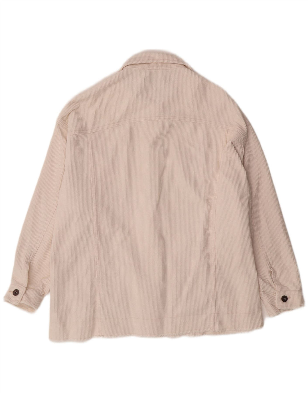 ZARA Womens Oversized Corduroy Jacket UK 16 Large Off White Cotton