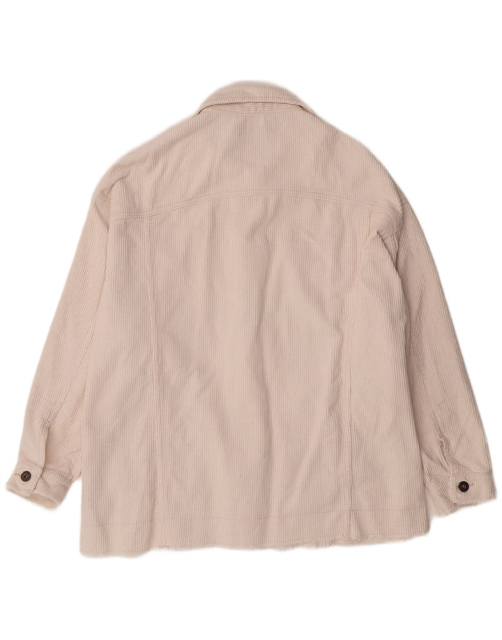 ZARA Womens Oversized Corduroy Jacket UK 16 Large Off White Cotton