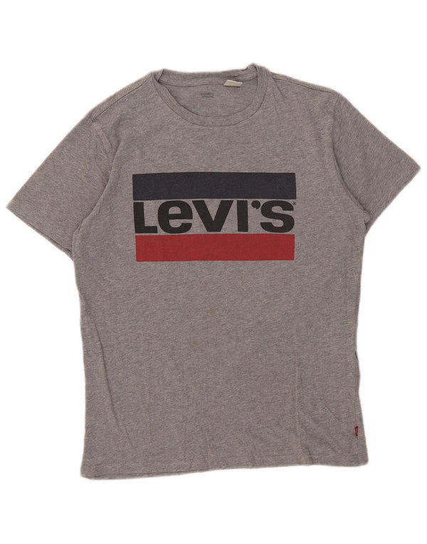 Levi's Womens Graphic T-Shirt Top UK 10 Small Grey Flecked Cotton