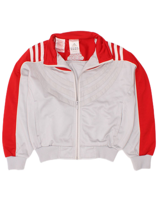 Adidas Boys Graphic Tracksuit Top Jacket 5-6 Years Grey Colourblock