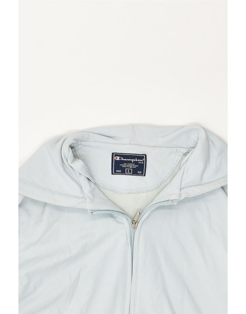 CHAMPION Womens Zip Hoodie Sweater UK 16 Large Blue Polyester | Vintage Champion | Thrift | Second-Hand Champion | Used Clothing | Messina Hembry 