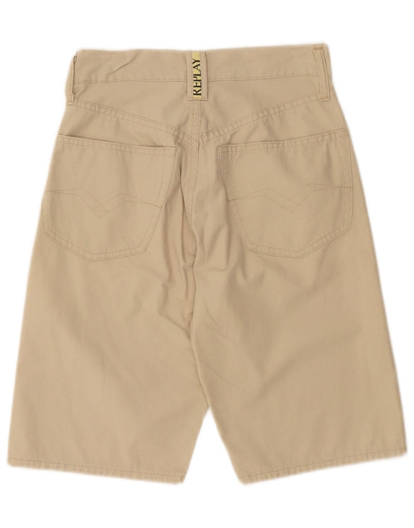 Replay Womens Wide Leg High Waist Casual Shorts W26 Small Beige Cotton