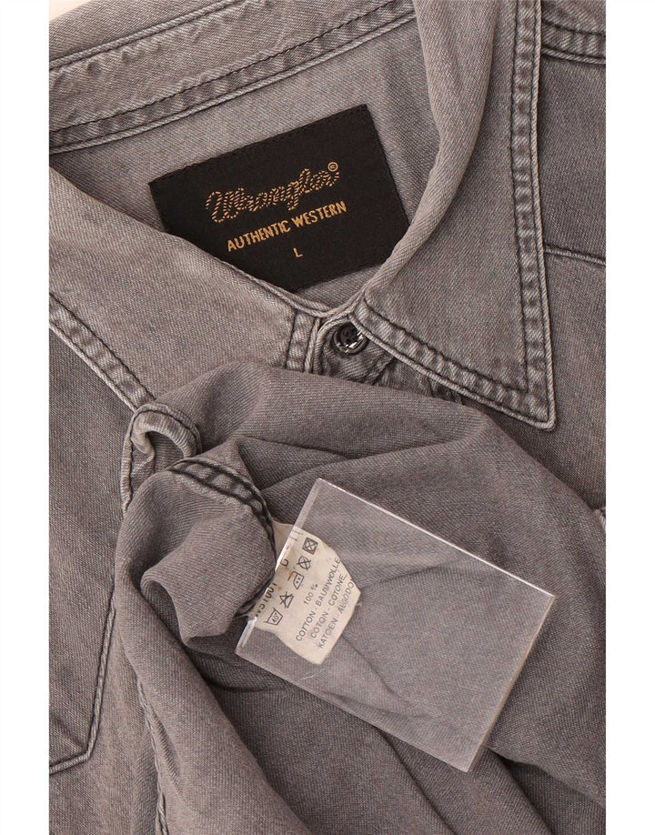 Wrangler Mens Denim Shirt Large Grey Cotton