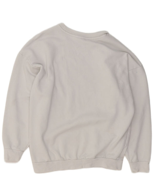 Adidas Womens Oversized Sweatshirt Jumper UK 14 Medium White Cotton