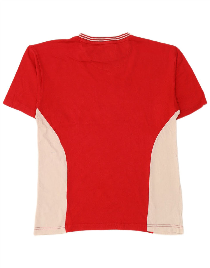 FILA Mens Graphic T-Shirt Top Small Red Colourblock Cotton