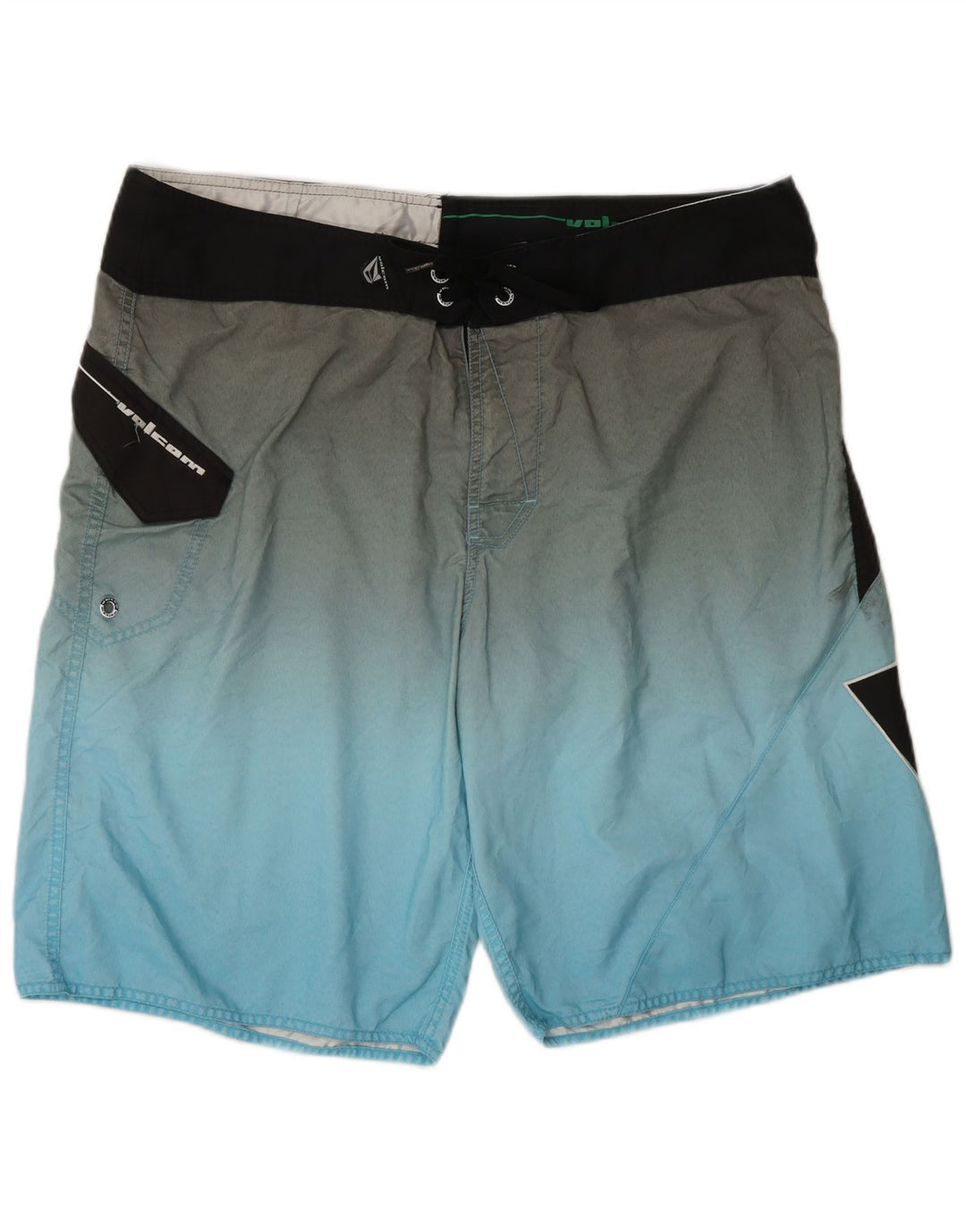 VOLCOM Mens Graphic Swimming Shorts XL  Blue Colourblock Polyester