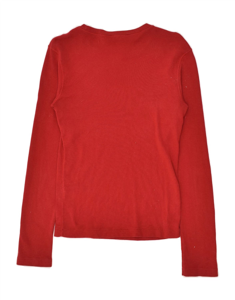 RALPH LAUREN Womens Top Long Sleeve UK 14 Medium Red Cotton | Vintage Ralph Lauren | Thrift | Second-Hand Ralph Lauren | Used Clothing | Messina Hembry 