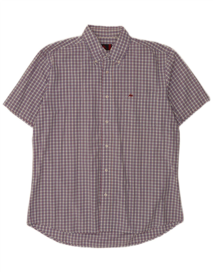 Kappa Mens Short Sleeve Shirt XL Blue Check Cotton