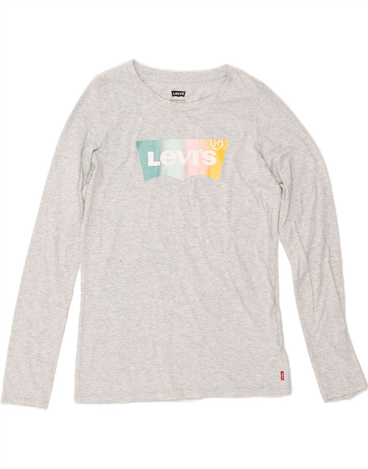 LEVI'S Girls Graphic Top Long Sleeve 15-16 Years Grey Cotton | Vintage Levi's | Thrift | Second-Hand Levi's | Used Clothing | Messina Hembry 