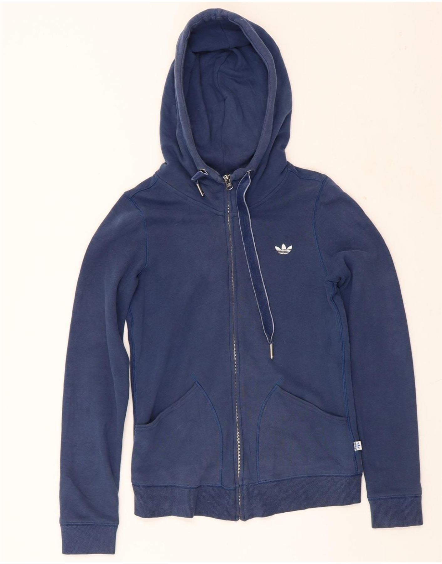 ADIDAS Womens Graphic Zip Hoodie Sweater UK 10 Small Navy Blue