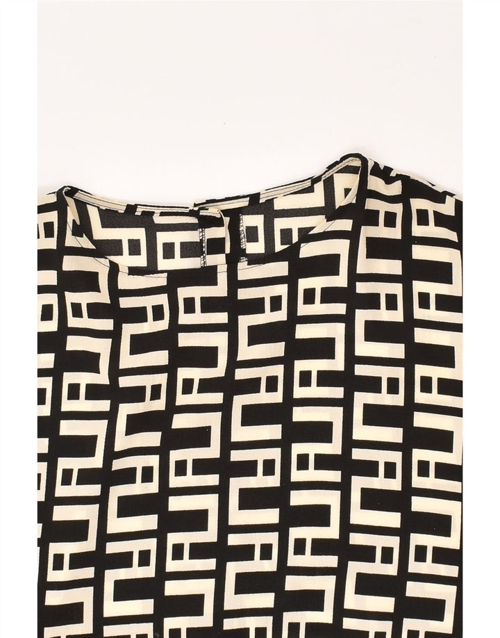VINTAGE Womens Short Sleeve Blouse Top UK 16 Large Black Geometric Vintage Vintage and Second-Hand Vintage from Messina Hembry 