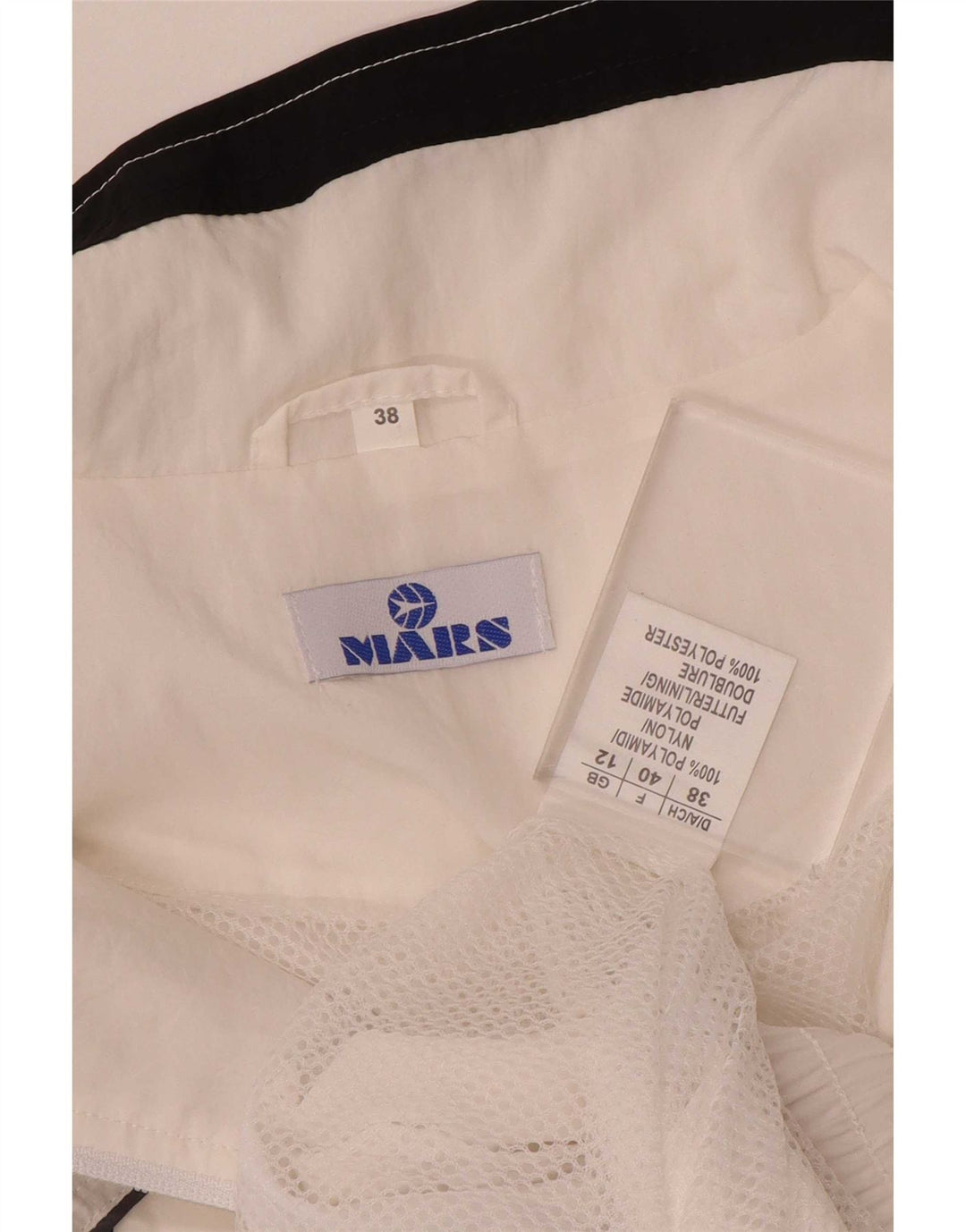 Vintage Womens Tracksuit Top Jacket UK 12 Medium White Colourblock