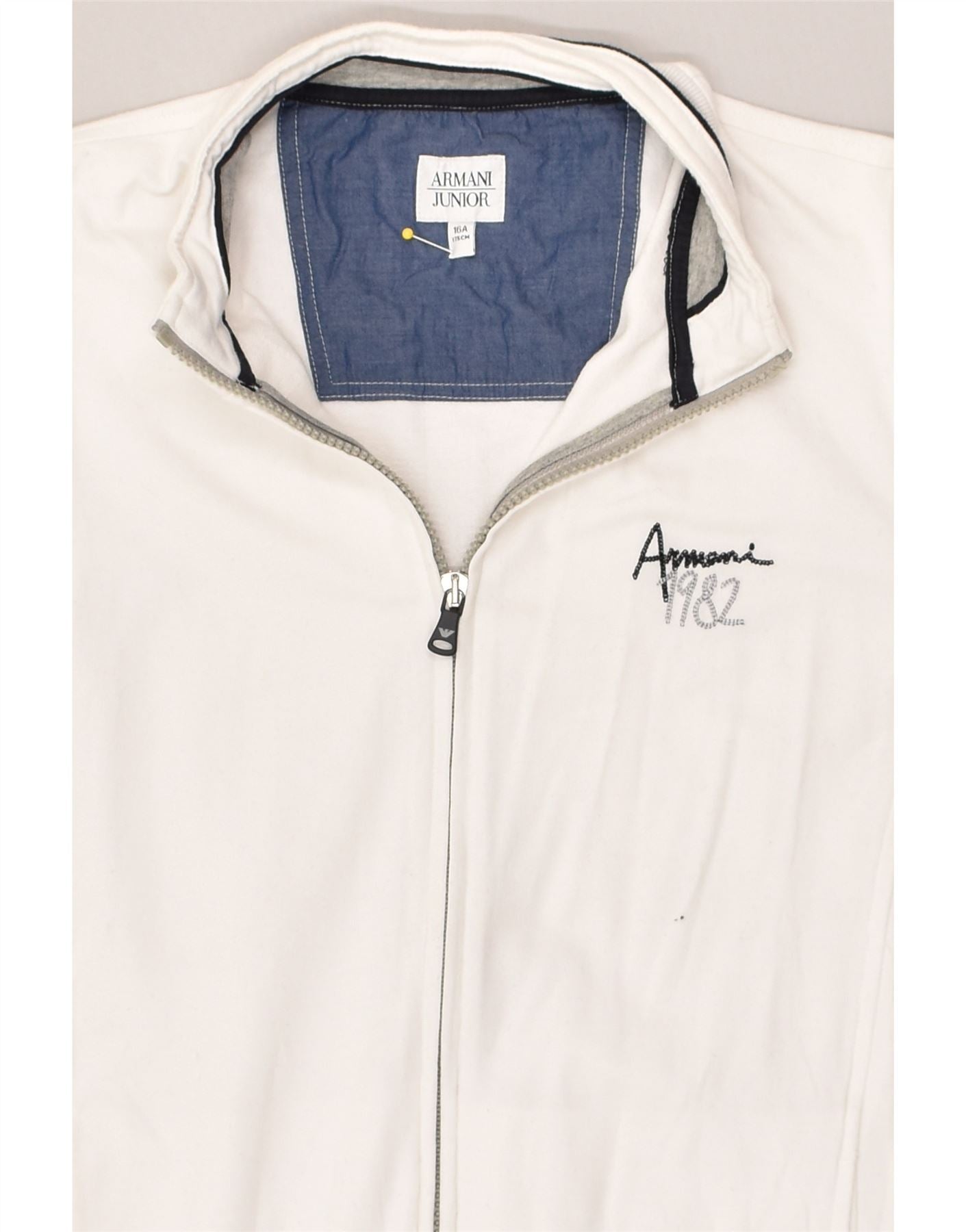 ARMANI JUNIOR Boys Tracksuit Top Jacket 15 16 Years White Cotton