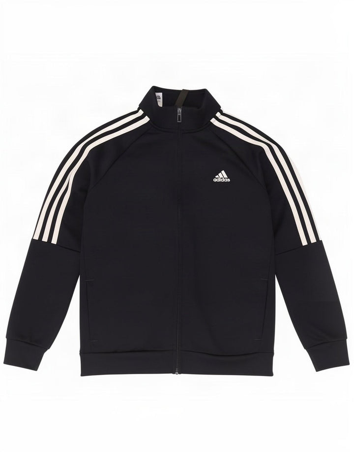 Adidas Boys Aeroready Tracksuit Top Jacket 9-10 Years Black Polyester